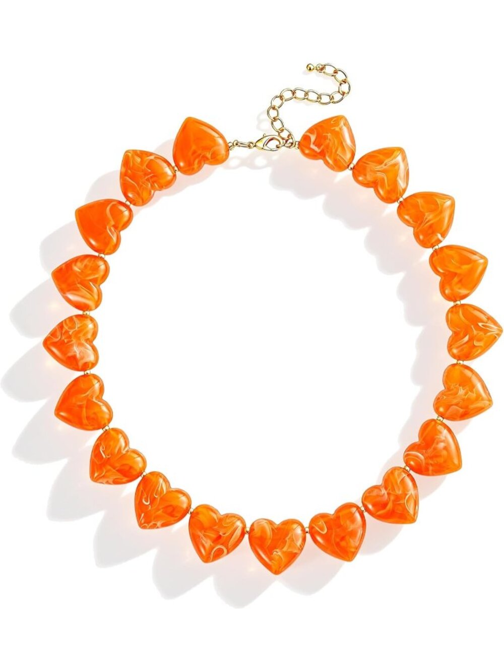 Women's Orange Shell Resin Heart Choker Vintage Chunky Statement Jewelry